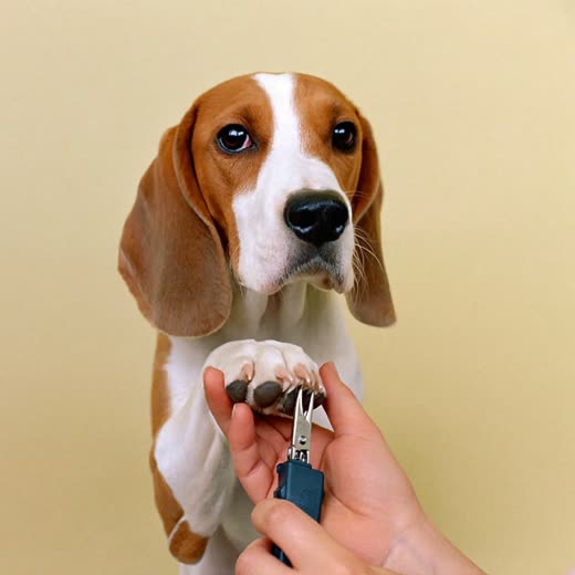A dog's paw having its nails clipped